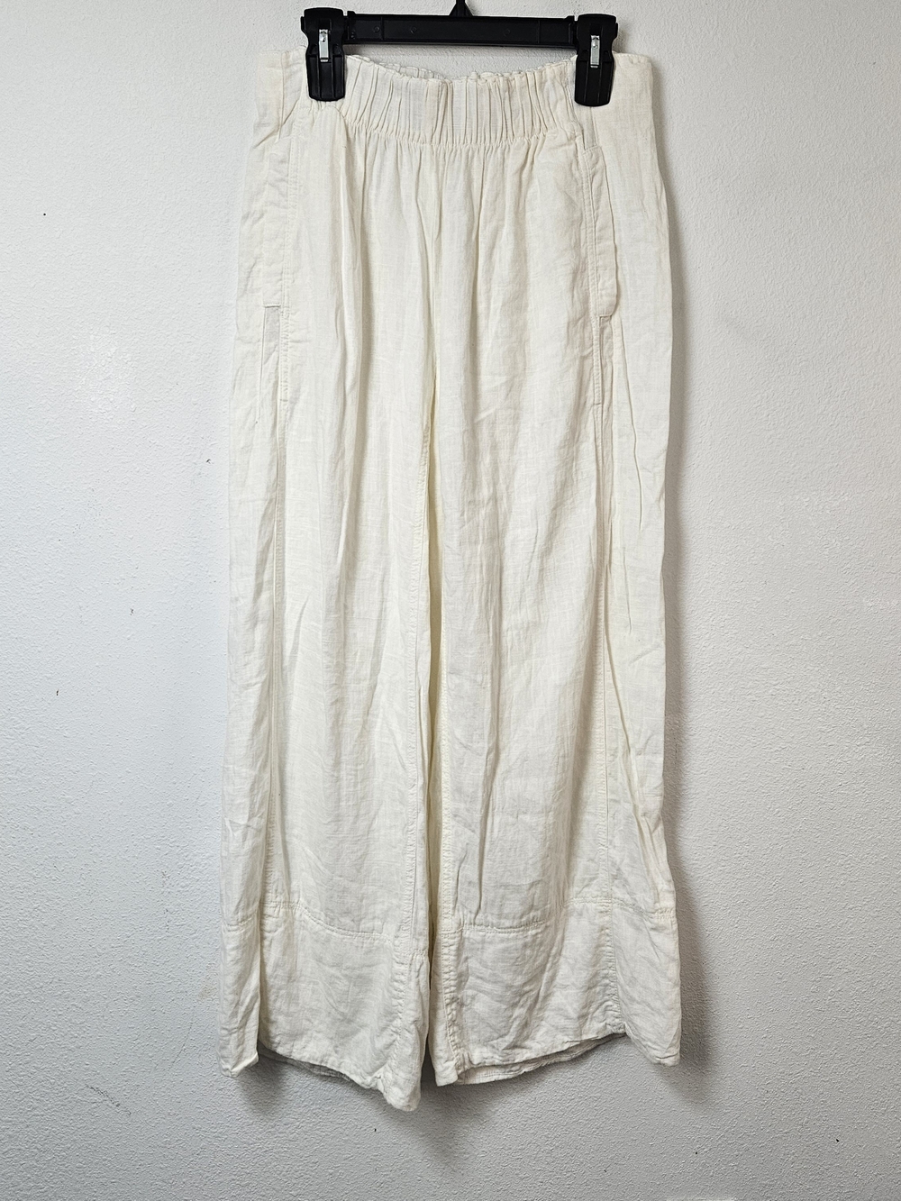 Free People Cream Wide Leg Linen-Blend Pants